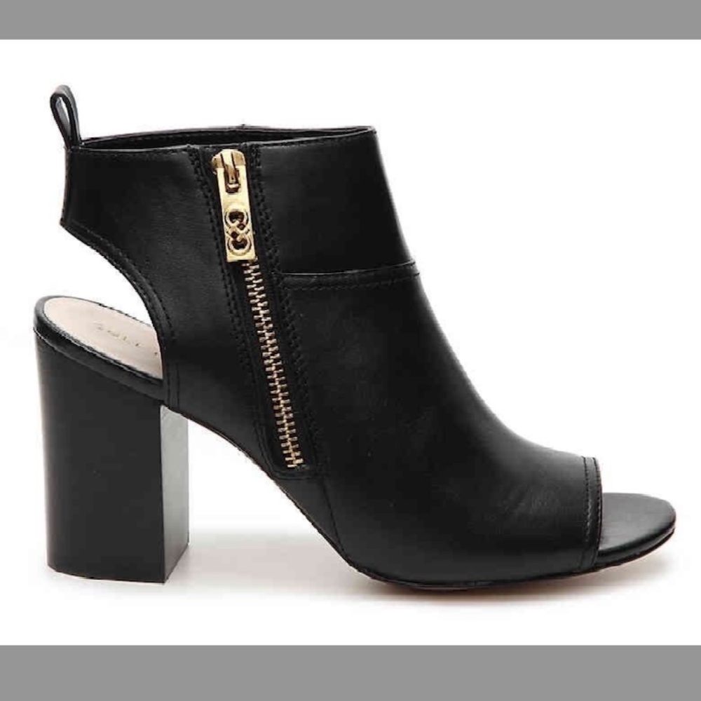 Cole Haan Zula Shootie II Womens Size 8B Black Leather Open Toe Heeled Booties